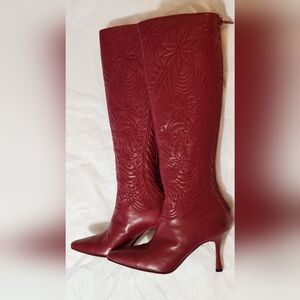 Manolo Blahnik Red Knee High Boots 35